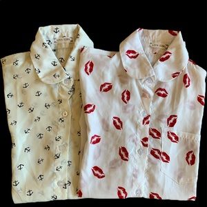 LIVA GIRL BUTTON DOWN SHIRT FUN PRINT SET OF 2
